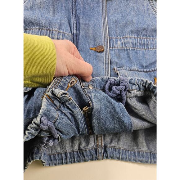 Vintage ruffle hewn sz M / L (?) Denim pocket hooded button front jacket shaket - Picture 4 of 7
